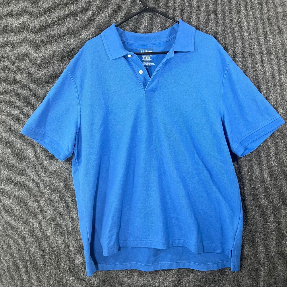 L.L.Bean Polo Shirt Men's XL Blue Traditional Fit 100% Cotton Pique Short Sleeve